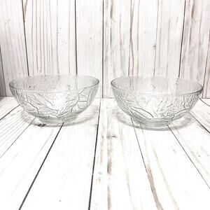 Vintage KIG Indonesia Clear Floral Glass Round Serving Bowl Set of 2 NEW!!!